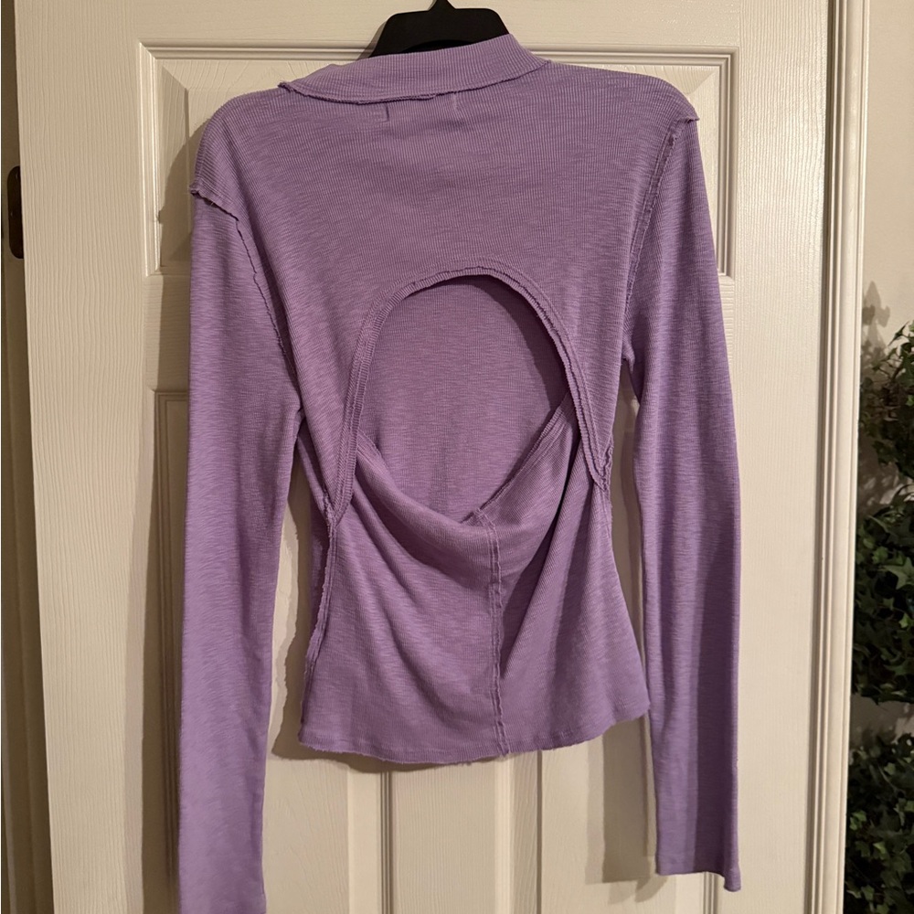 We The Free Lavender Long Sleeve Top with Open Back